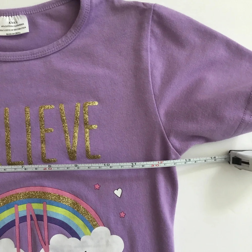 Girl’s Unicorn T-Shirt Short Sleeve Purple Size XXXL